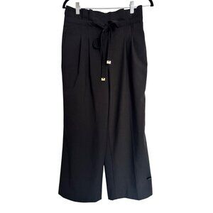 DKNY High Waist Tie Waist Size 4 Paper Bag Dress Cropped NWOT Donna Karen Wide L